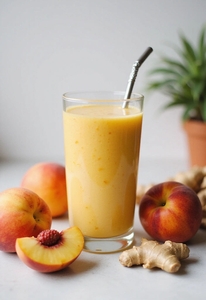 25 Easy Vegetarian Breakfast Recipes for Busy Mornings 10 25 Easy Vegetarian Breakfast Recipes for Busy Mornings - 10. Ginger Peach Smoothie