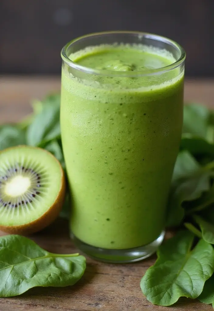25 Easy Vegetarian Breakfast Recipes for Busy Mornings 15 25 Easy Vegetarian Breakfast Recipes for Busy Mornings - 15. Kiwi Spinach Smoothie
