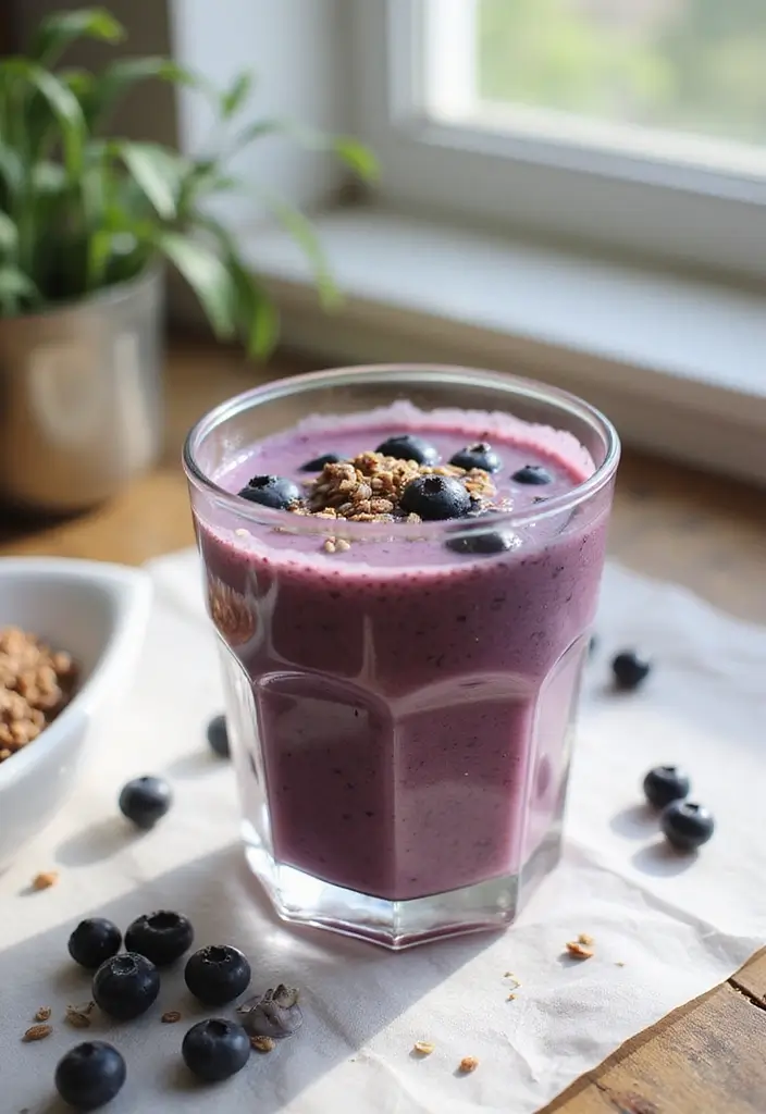 25 Easy Vegetarian Breakfast Recipes for Busy Mornings 18 25 Easy Vegetarian Breakfast Recipes for Busy Mornings - 18. Blueberry Flax Smoothie