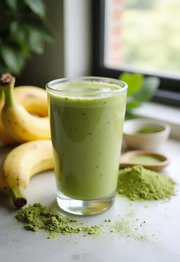 25 Easy Vegetarian Breakfast Recipes for Busy Mornings 21 25 Easy Vegetarian Breakfast Recipes for Busy Mornings - 21. Matcha Banana Smoothie