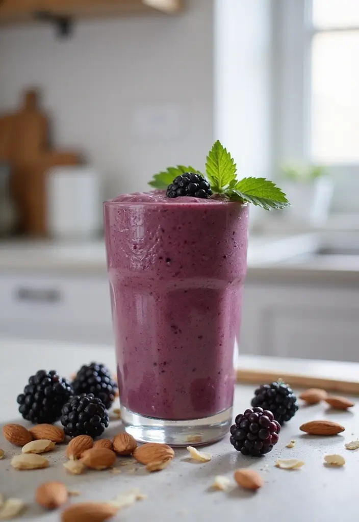 25 Easy Vegetarian Breakfast Recipes for Busy Mornings 23 25 Easy Vegetarian Breakfast Recipes for Busy Mornings - 23. Blackberry Almond Smoothie
