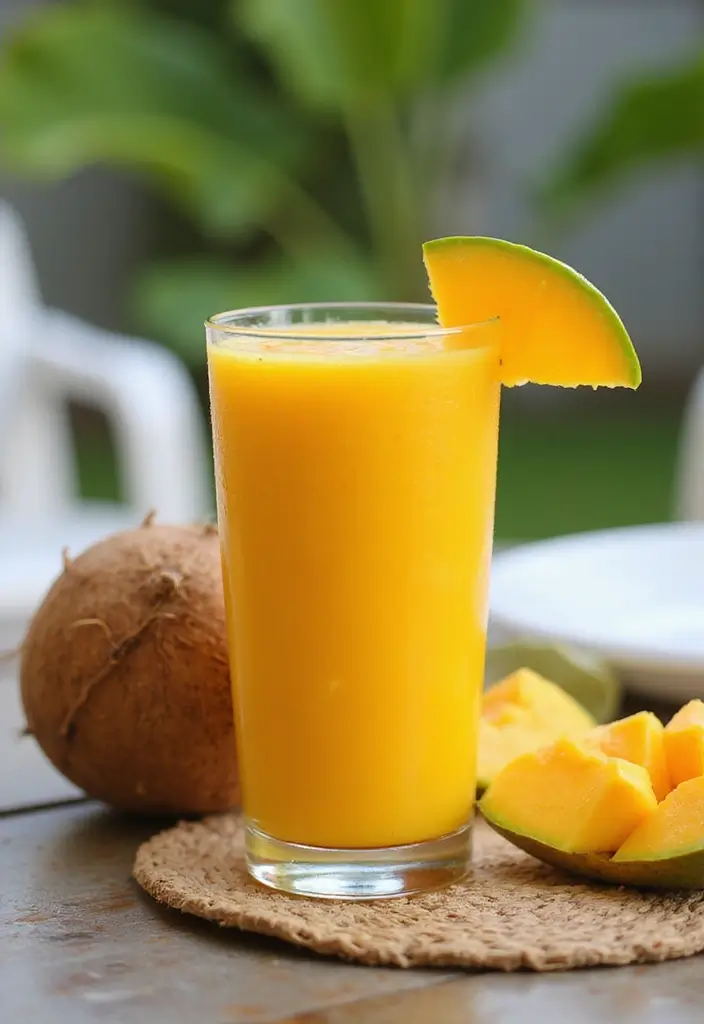 25 Easy Vegetarian Breakfast Recipes for Busy Mornings 4 25 Easy Vegetarian Breakfast Recipes for Busy Mornings - 4. Mango Coconut Smoothie