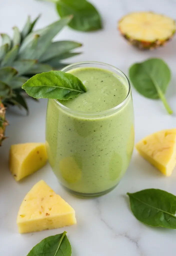 25 Easy Vegetarian Breakfast Recipes for Busy Mornings 6 25 Easy Vegetarian Breakfast Recipes for Busy Mornings - 6. Pineapple Spinach Smoothie