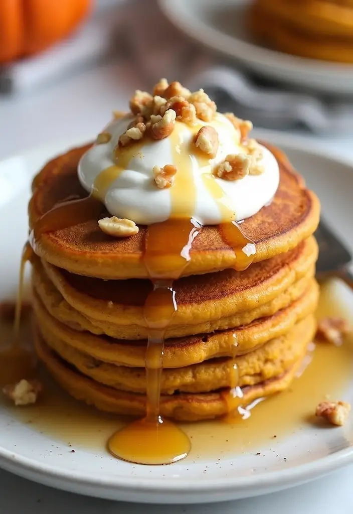 25 Healthy Low Carb High Protein Vegetarian Breakfast Ideas 12 25 Healthy Low Carb High Protein Vegetarian Breakfast Ideas - 12. Pumpkin Protein Pancakes