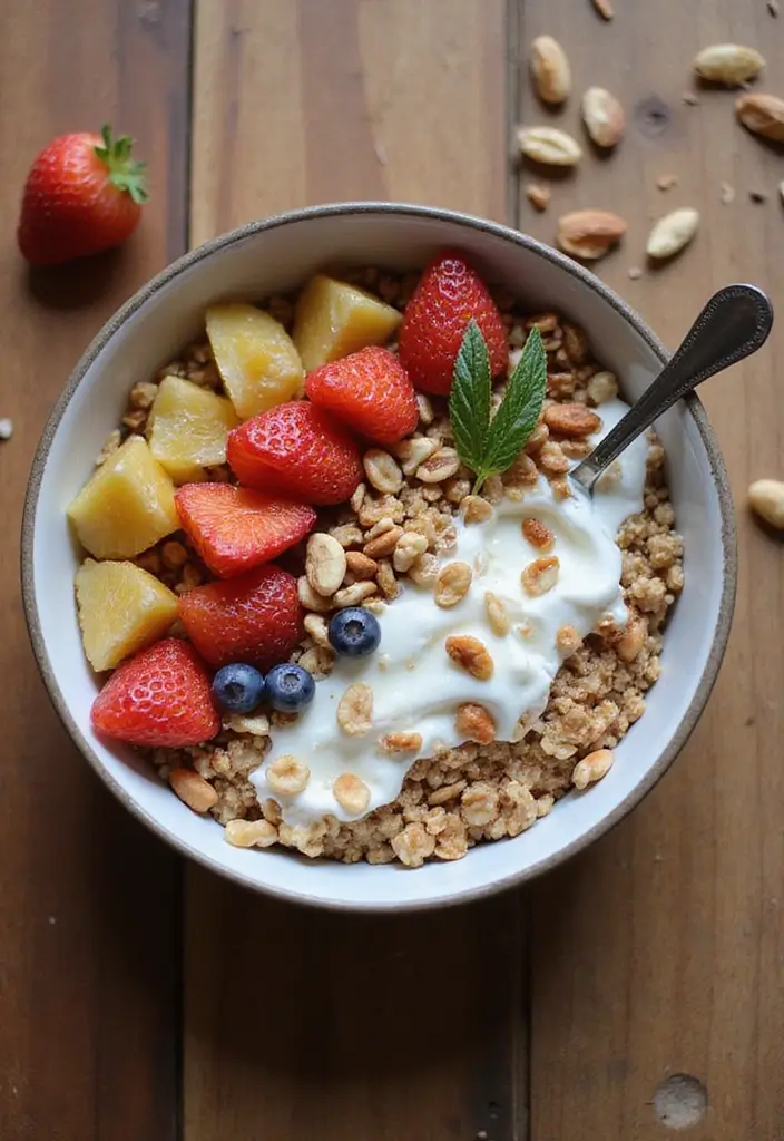 25 Healthy Low Carb High Protein Vegetarian Breakfast Ideas 16 25 Healthy Low Carb High Protein Vegetarian Breakfast Ideas - 16. Muesli with Yogurt and Nuts