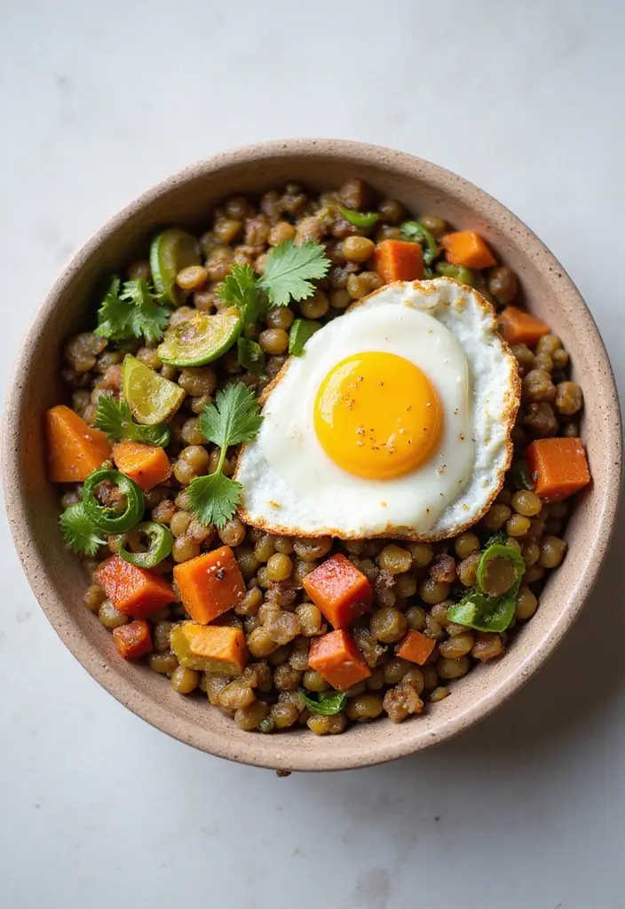 25 Healthy Low Carb High Protein Vegetarian Breakfast Ideas 22 25 Healthy Low Carb High Protein Vegetarian Breakfast Ideas - 22. Lentil and Veggie Breakfast Bowl