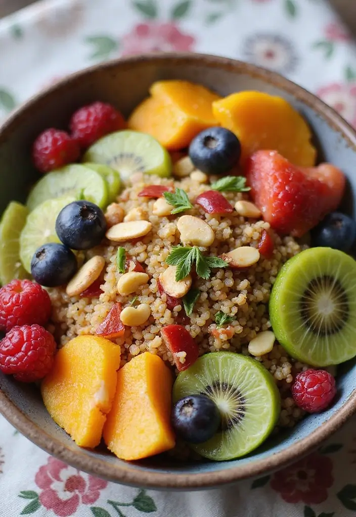 25 Healthy Low Carb High Protein Vegetarian Breakfast Ideas 9 25 Healthy Low Carb High Protein Vegetarian Breakfast Ideas - 9. Quinoa Breakfast Bowl with Fruits and Nuts