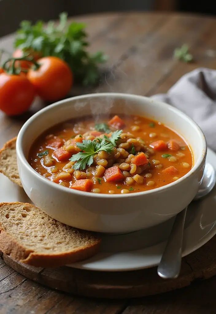 25 Healthy Vegetarian Lunch Recipes for Work or School - 10. Lentil & Tomato Soup