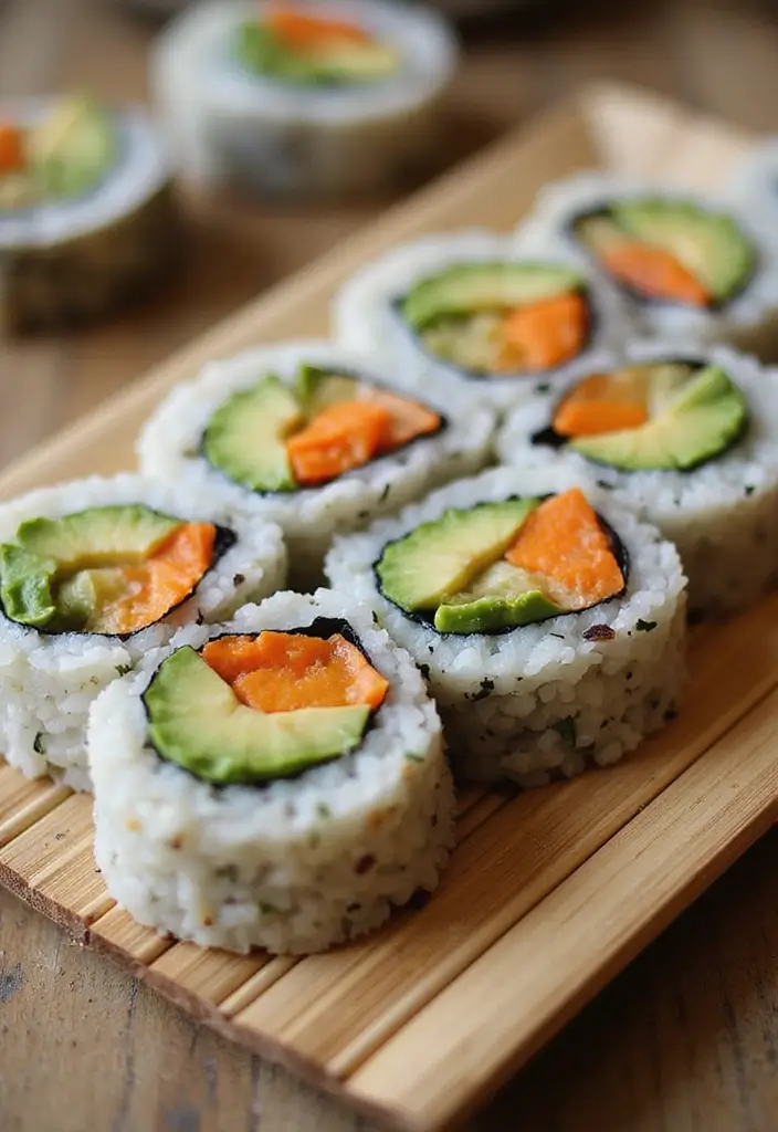 25 Healthy Vegetarian Lunch Recipes for Work or School - 13. Veggie Sushi Rolls