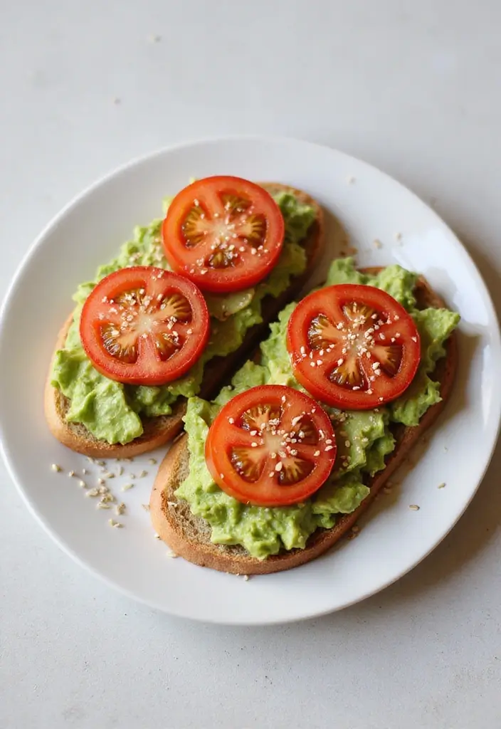 25 Healthy Vegetarian Lunch Recipes for Work or School - 23. Avocado Toast with Tomato