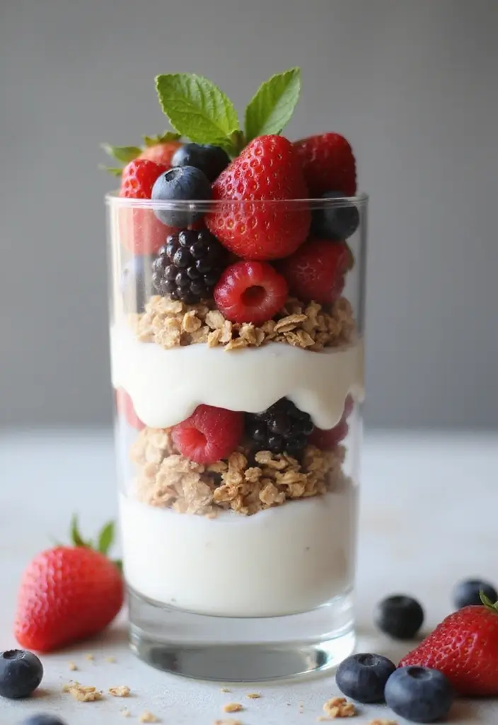 25 Healthy Vegetarian Lunch Recipes for Work or School - 24. Greek Yogurt & Berry Parfait