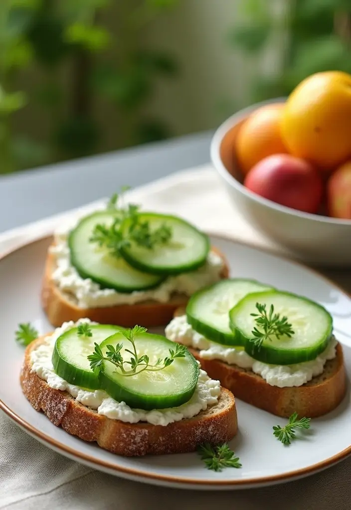 25 Healthy Vegetarian Lunch Recipes for Work or School - 25. Cucumber & Feta Sandwich