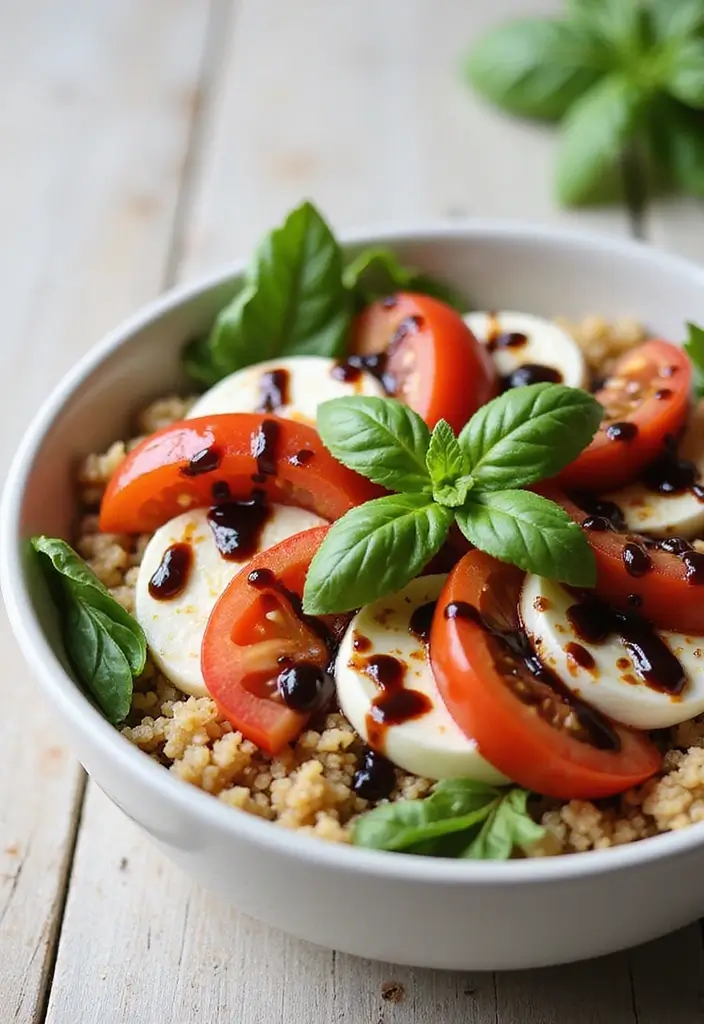25 Healthy Vegetarian Lunch Recipes for Work or School - 6. Caprese Quinoa Bowl
