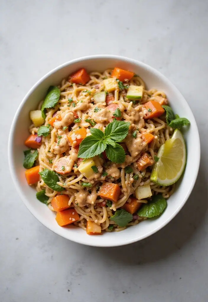 25 Healthy Vegetarian Lunch Recipes for Work or School - 7. Thai Peanut Noodle Salad