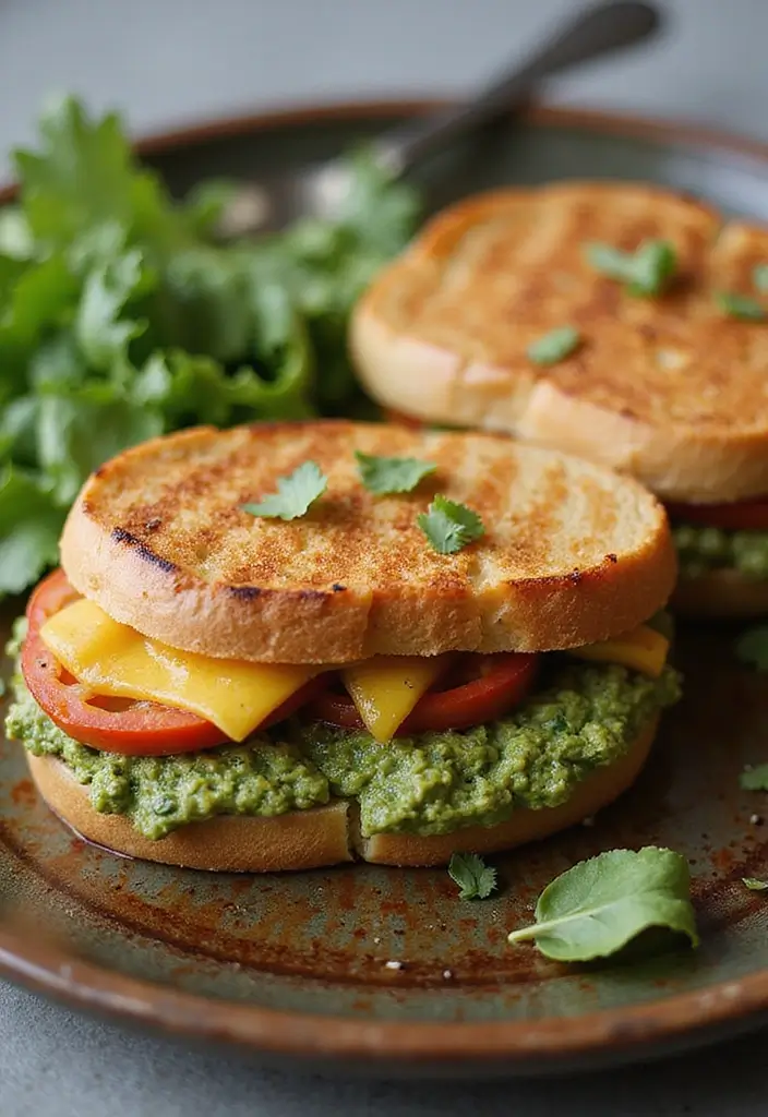 25 Healthy Vegetarian Lunch Recipes for Work or School - 8. Grilled Veggie & Pesto Sandwich