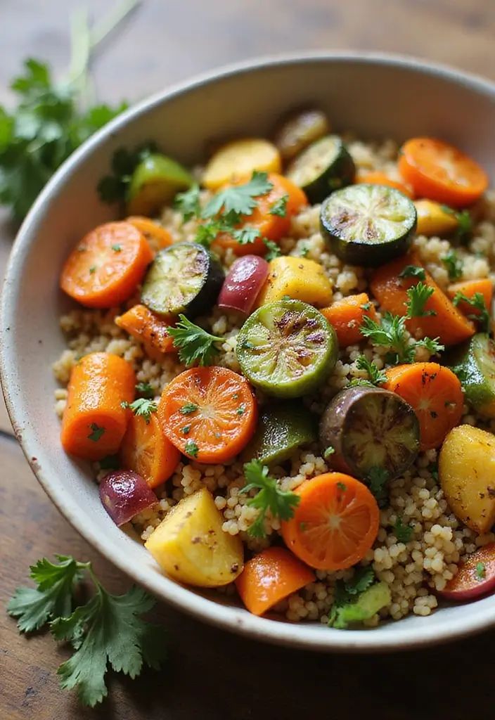 25 Healthy Vegetarian Lunch Recipes for Work or School - 9. Roasted Vegetable & Couscous Salad