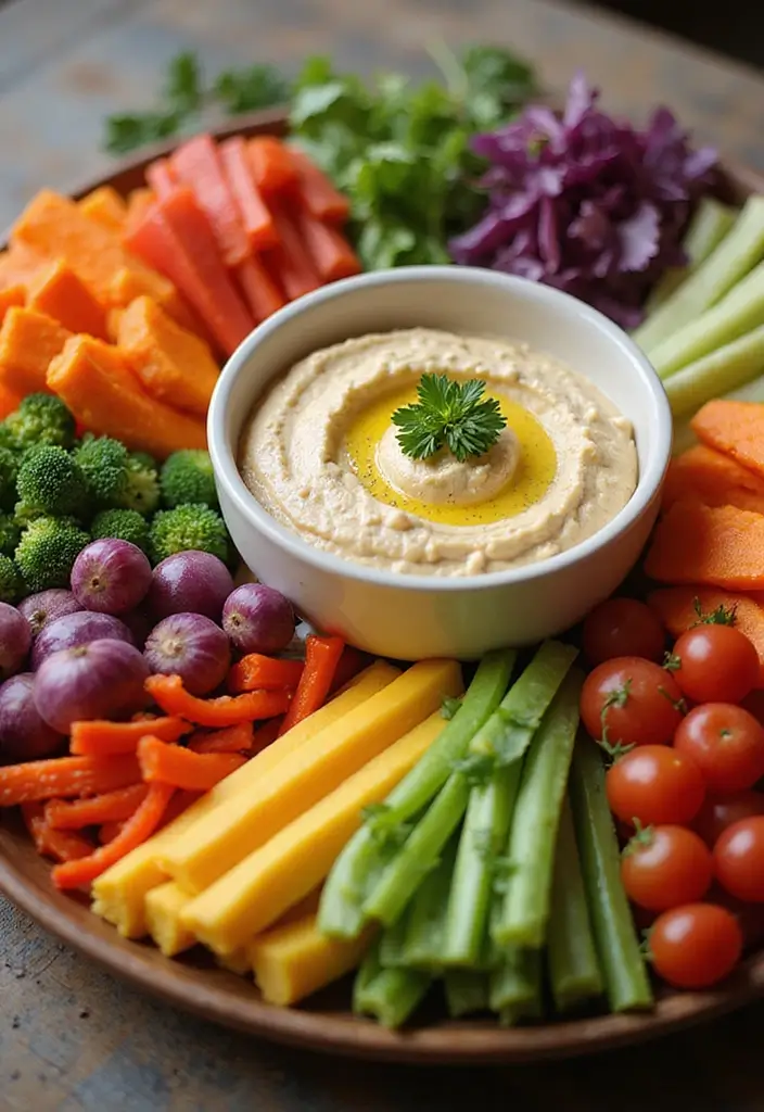 25 High Protein Low Carb Vegetarian Recipes to Try 16 25 High Protein Low Carb Vegetarian Recipes to Try - 16. Vegetable and Hummus Platter