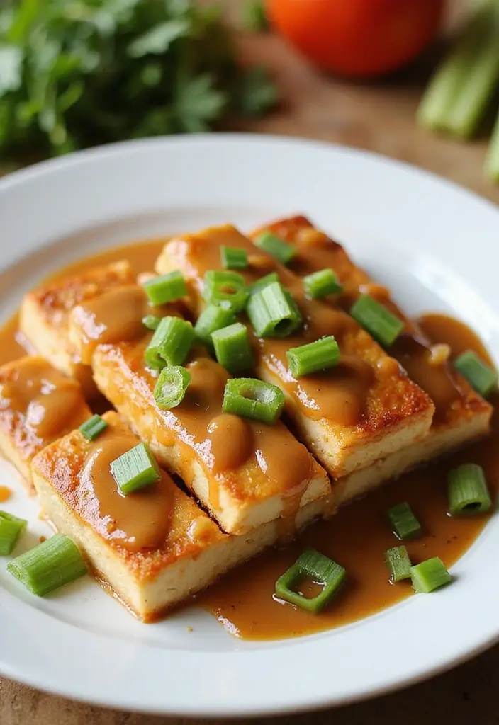 25 High Protein Low Carb Vegetarian Recipes to Try 21 25 High Protein Low Carb Vegetarian Recipes to Try - 21. Baked Tofu with Peanut Sauce