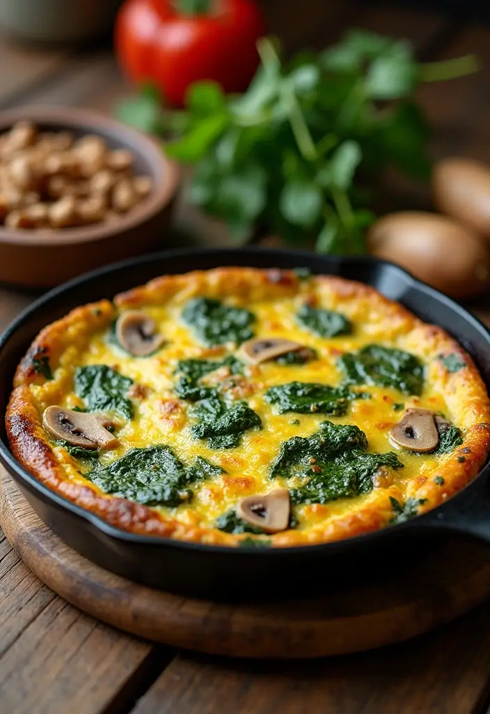 25 High Protein Low Carb Vegetarian Recipes to Try 8 25 High Protein Low Carb Vegetarian Recipes to Try - 8. Mushroom and Spinach Frittata