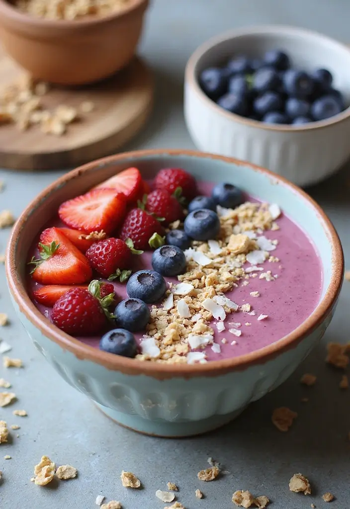 25 High Protein Vegetarian Breakfast Recipes That Keep You Full 11 25 High Protein Vegetarian Breakfast Recipes That Keep You Full - 11. Coconut Berry Protein Smoothie Bowl