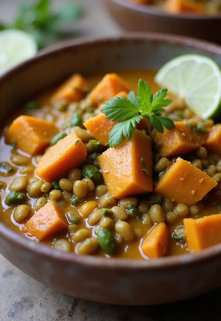 25 High Protein Vegetarian Meal Prep Recipes for Busy Weeks 3 25 High Protein Vegetarian Meal Prep Recipes for Busy Weeks - 3. Lentil and Sweet Potato Curry