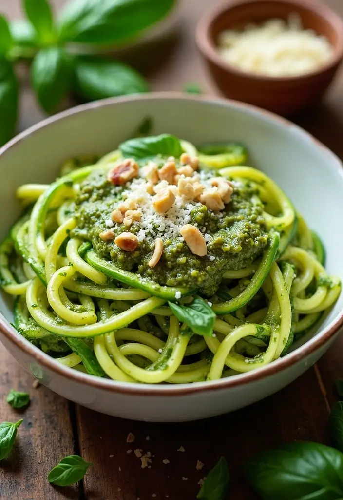 25 High Protein Vegetarian Meal Prep Recipes for Busy Weeks 4 25 High Protein Vegetarian Meal Prep Recipes for Busy Weeks - 4. High-Protein Zucchini Noodles with Pesto