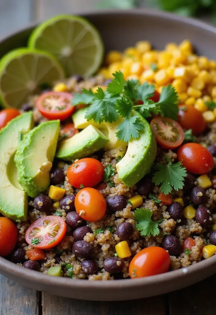 25 High Protein Vegetarian Meal Prep Recipes for Busy Weeks 6 25 High Protein Vegetarian Meal Prep Recipes for Busy Weeks - 6. Black Bean and Quinoa Taco Salad