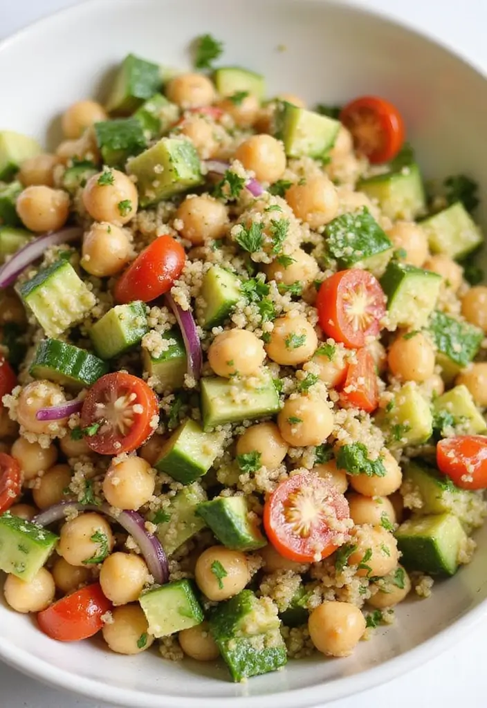25 High Protein Vegetarian Salad Recipes for Healthy Living 1 25 High Protein Vegetarian Salad Recipes for Healthy Living - 1. Quinoa Chickpea Salad