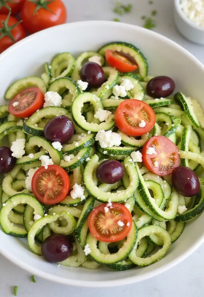 25 High Protein Vegetarian Salad Recipes for Healthy Living 14 25 High Protein Vegetarian Salad Recipes for Healthy Living - 14. Zucchini Noodle Salad with Feta