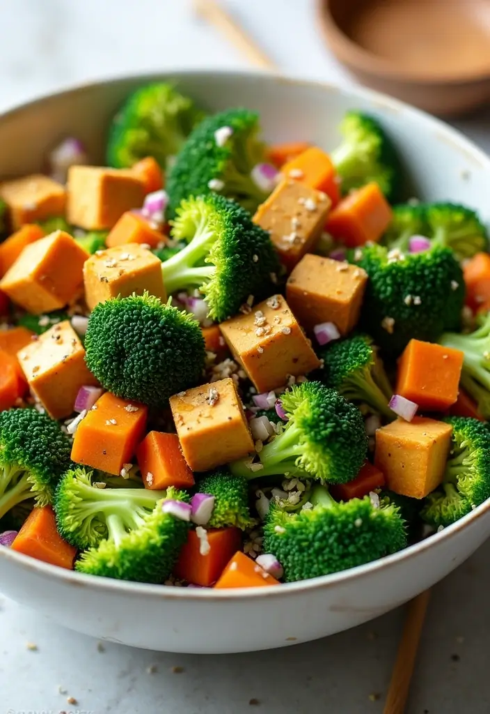 25 High Protein Vegetarian Salad Recipes for Healthy Living 4 25 High Protein Vegetarian Salad Recipes for Healthy Living - 4. Tofu and Broccoli Salad