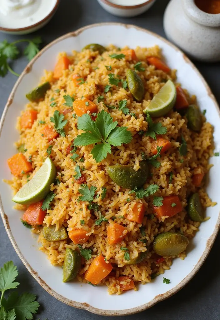 25 Indian Vegetarian Dinner Recipes Full of Flavor for Busy Weeknights 2 25 Indian Vegetarian Dinner Recipes Full of Flavor for Busy Weeknights - 2. Vegetable Biryani