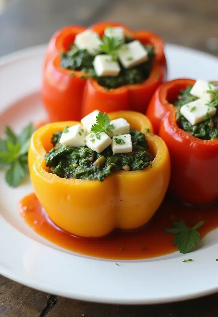25 Low Carb Vegetarian Recipes That Taste Amazing 4 25 Low Carb Vegetarian Recipes That Taste Amazing - 4. Spinach and Feta Stuffed Peppers