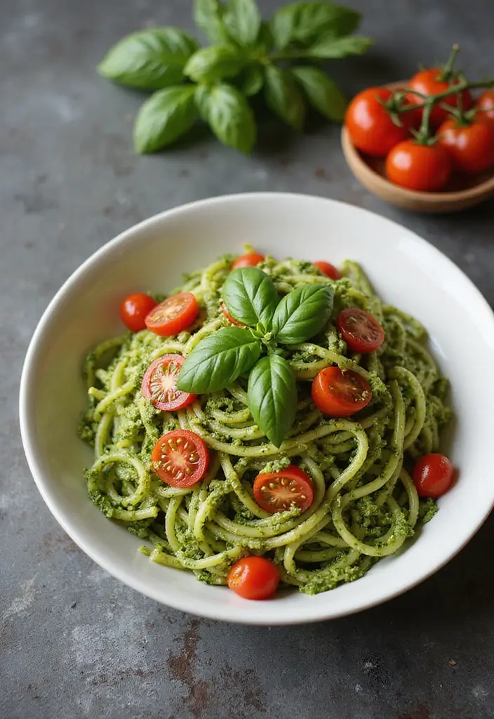 25 Low FODMAP Vegetarian Recipes That Are Gut Friendly 24 25 Low FODMAP Vegetarian Recipes That Are Gut Friendly - 24. Pesto Zoodles with Cherry Tomatoes