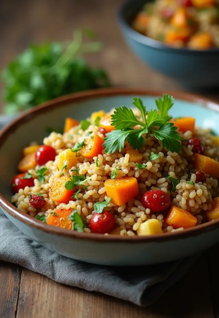 25 No Onion No Garlic Vegetarian Recipes Everyone Can Enjoy 15 25 No Onion No Garlic Vegetarian Recipes Everyone Can Enjoy - 15. Warm Farro Salad with Roasted Vegetables