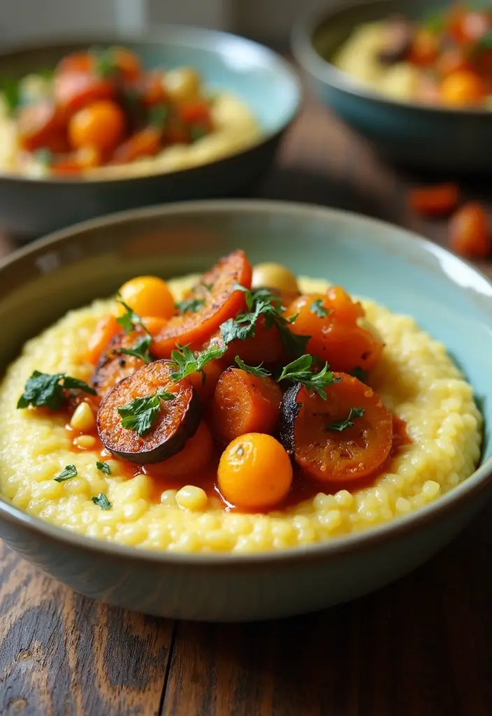 25 No Onion No Garlic Vegetarian Recipes Everyone Can Enjoy 17 25 No Onion No Garlic Vegetarian Recipes Everyone Can Enjoy - 17. Creamy Polenta with Roasted Vegetables