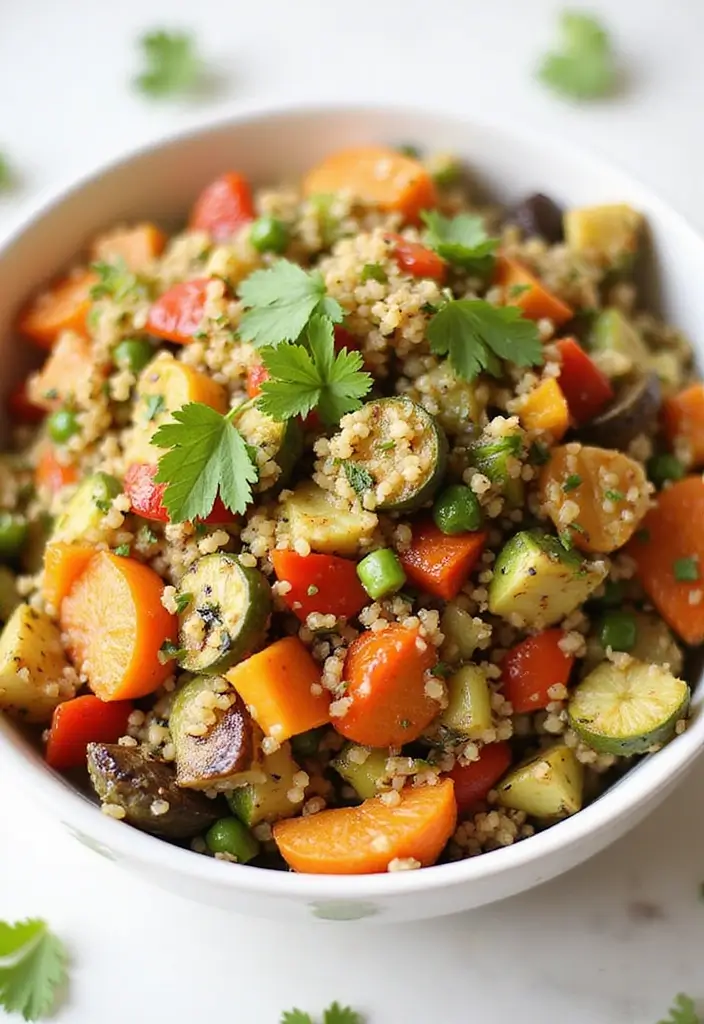 25 No Onion No Garlic Vegetarian Recipes Everyone Can Enjoy 3 25 No Onion No Garlic Vegetarian Recipes Everyone Can Enjoy - 3. Roasted Vegetable Quinoa Salad
