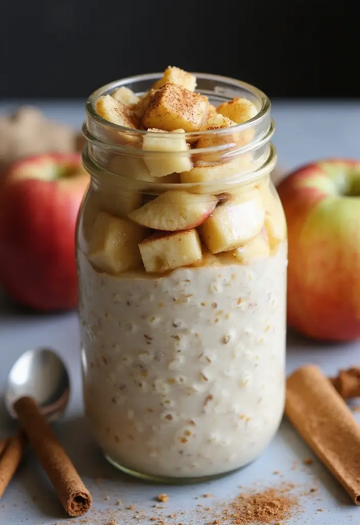 25 Quick and Easy Vegetarian Recipes Ready in No Time - 22. Apple Cinnamon Overnight Oats