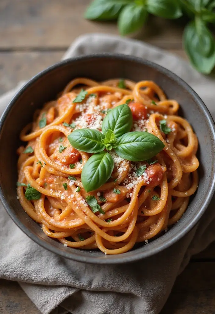 25 Quick and Easy Vegetarian Recipes Ready in No Time - 3. Creamy Tomato Basil Pasta