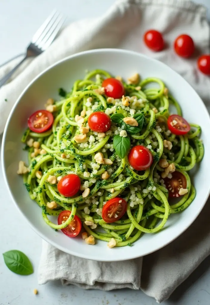 25 Quick and Easy Vegetarian Recipes Ready in No Time - 9. Zucchini Noodles with Pesto