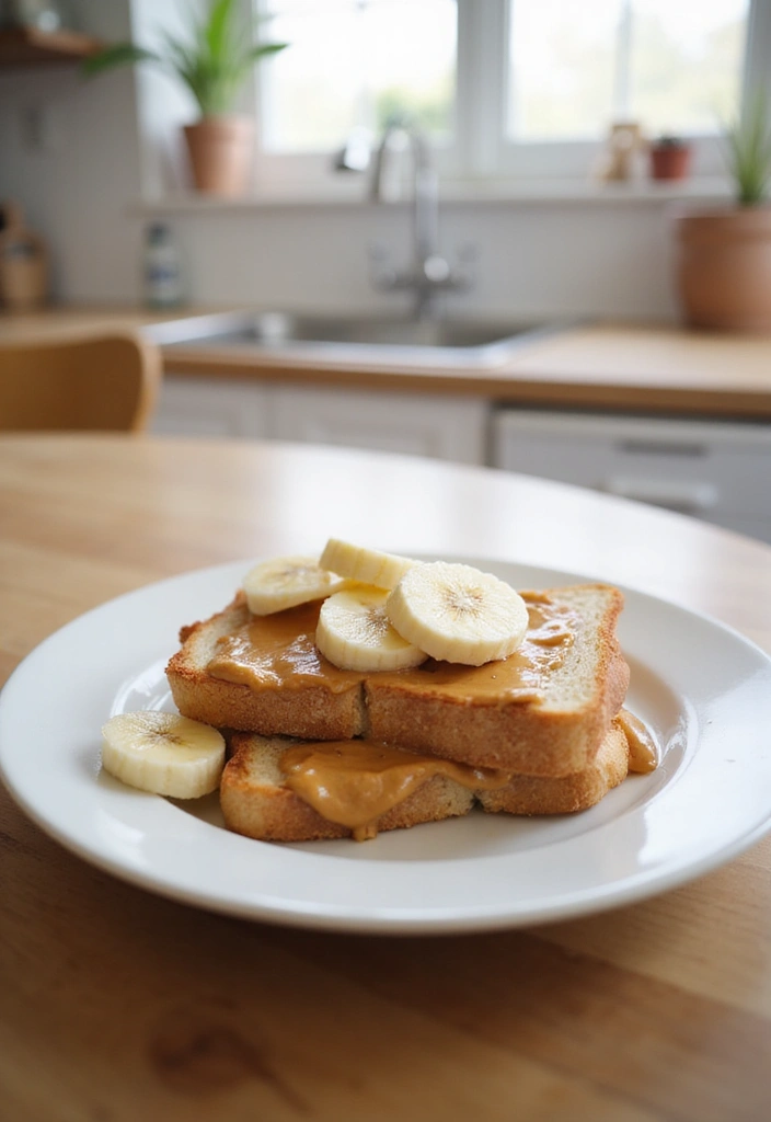 25 Simple 3 Ingredient Vegetarian Recipes for Dinner - 22. Peanut Butter Banana Toast