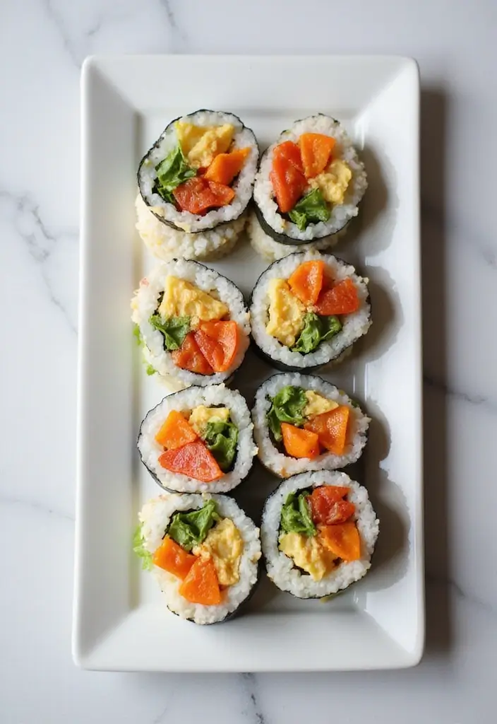 25 Simple 3 Ingredient Vegetarian Recipes for Dinner - 25. Veggie Sushi Rolls