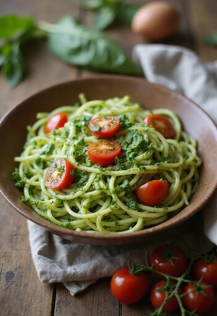 25 Simple 3 Ingredient Vegetarian Recipes for Dinner - 7. Zucchini Noodles with Pesto