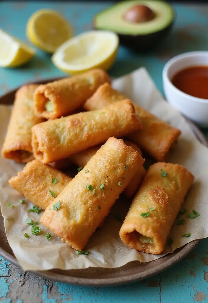 25 Vegetarian Air Fryer Recipes for Quick Healthy Meals - 12. Air Fryer Avocado Egg Rolls