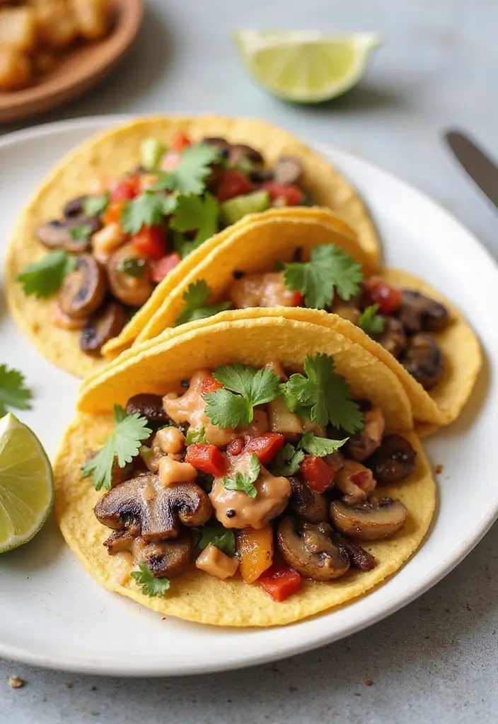 25 Vegetarian Air Fryer Recipes for Quick Healthy Meals - 8. Air Fryer Mushroom Tacos