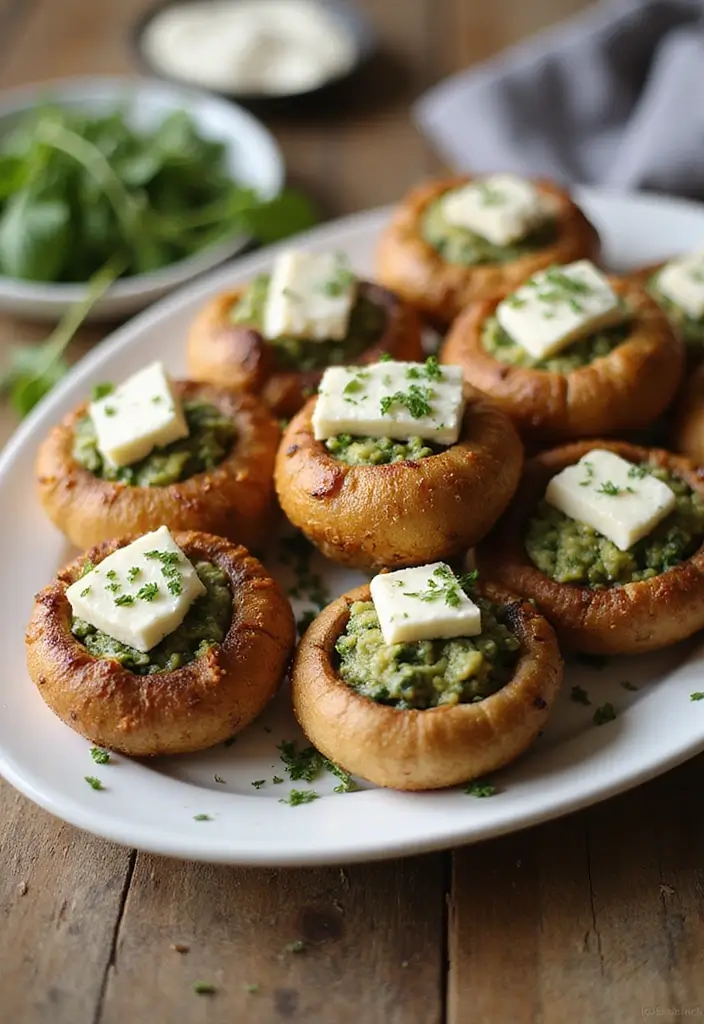 25 Vegetarian Air Fryer Recipes for Quick Healthy Meals - 9. Air Fryer Spinach and Feta Stuffed Mushrooms