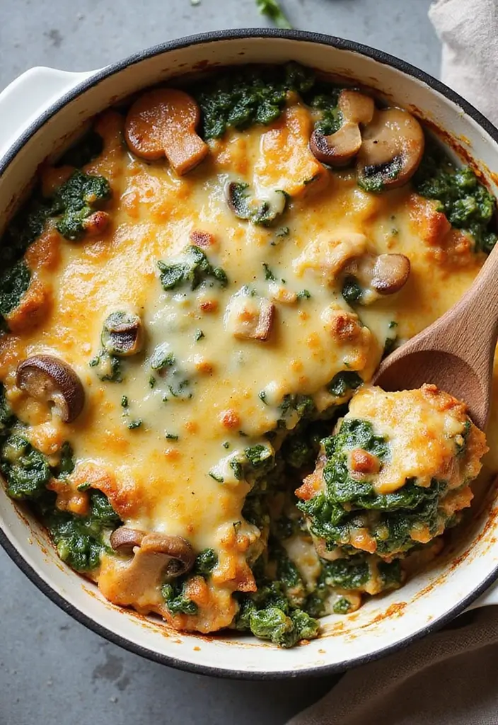 25 Vegetarian Casserole Recipes Perfect for Dinner 1 25 Vegetarian Casserole Recipes Perfect for Dinner - 1. Cheesy Spinach and Mushroom Casserole