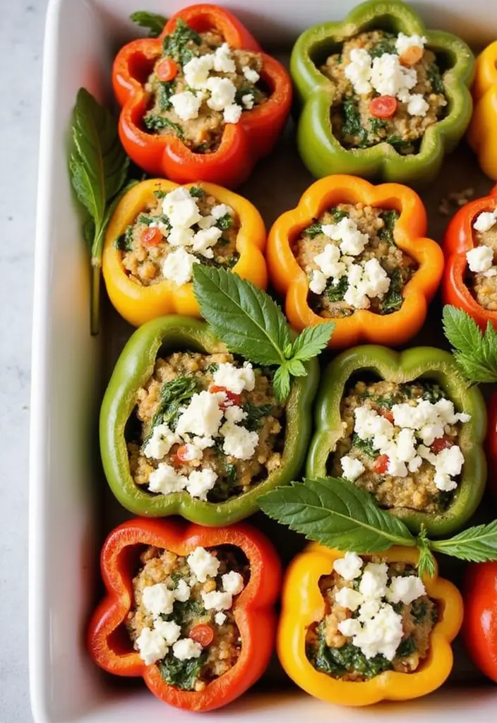 25 Vegetarian Diet Food Recipes for Losing Weight Meals 10 25 Vegetarian Diet Food Recipes for Losing Weight Meals - 10. Spinach & Feta Stuffed Bell Peppers