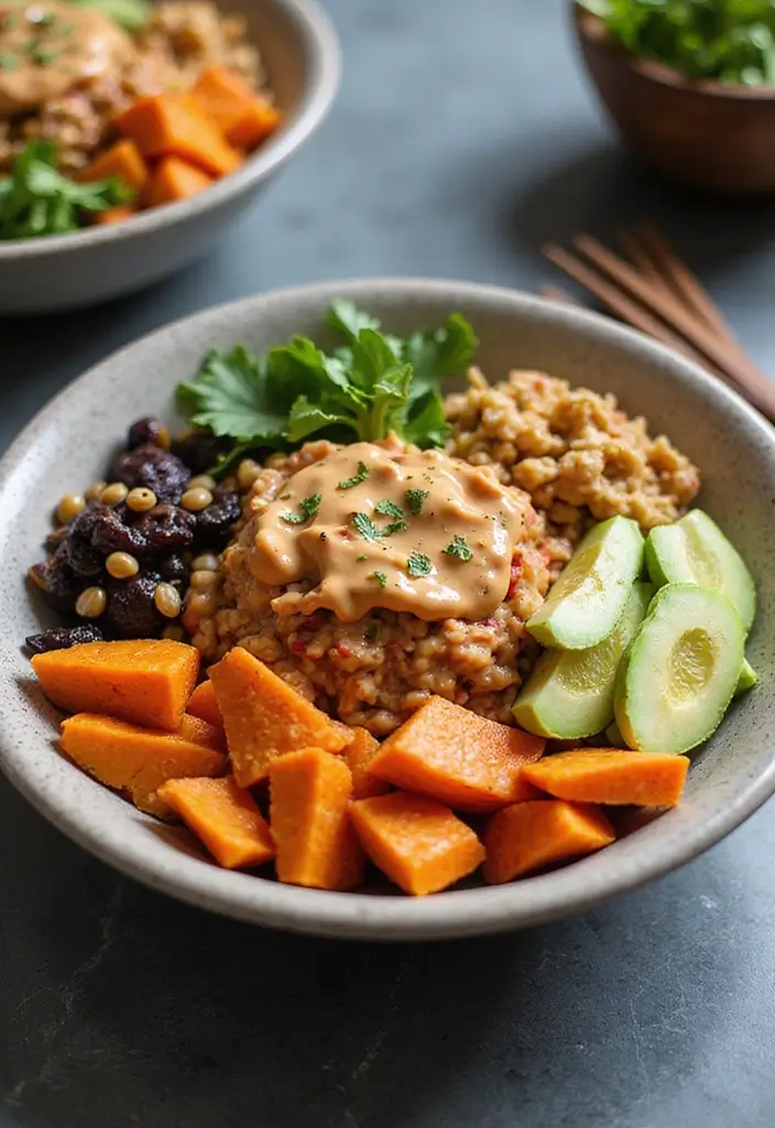 25 Vegetarian Diet Food Recipes for Losing Weight Meals 24 25 Vegetarian Diet Food Recipes for Losing Weight Meals - 24. Thai Peanut Sweet Potato Buddha Bowl