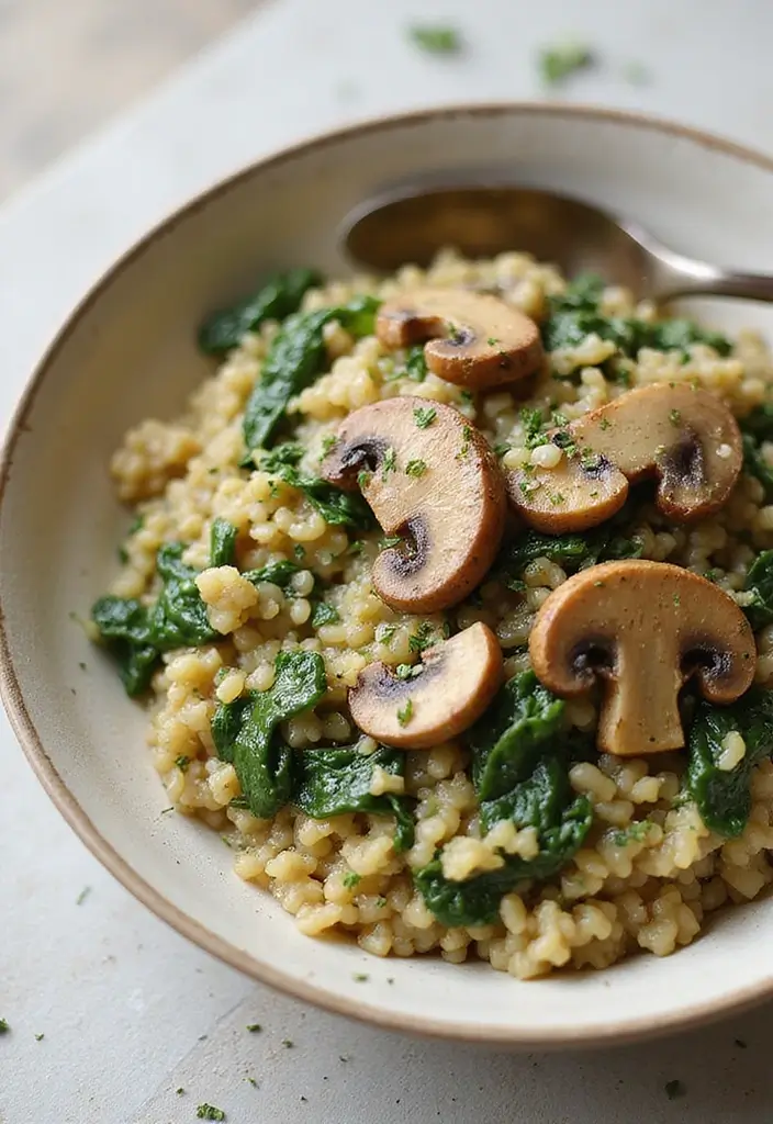 26 Clean Eating Vegetarian Recipes for a Healthy Lifestyle 20 26 Clean Eating Vegetarian Recipes for a Healthy Lifestyle - 20. Savory Mushroom and Spinach Risotto