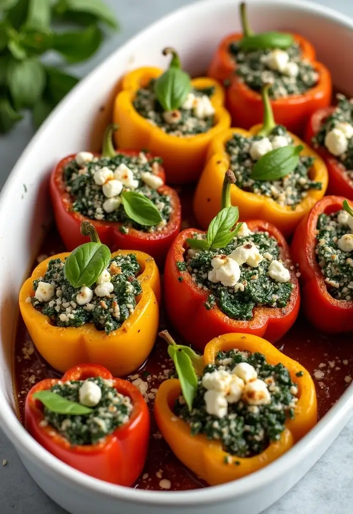 26 Clean Eating Vegetarian Recipes for a Healthy Lifestyle 8 26 Clean Eating Vegetarian Recipes for a Healthy Lifestyle - 8. Spinach and Feta Stuffed Peppers